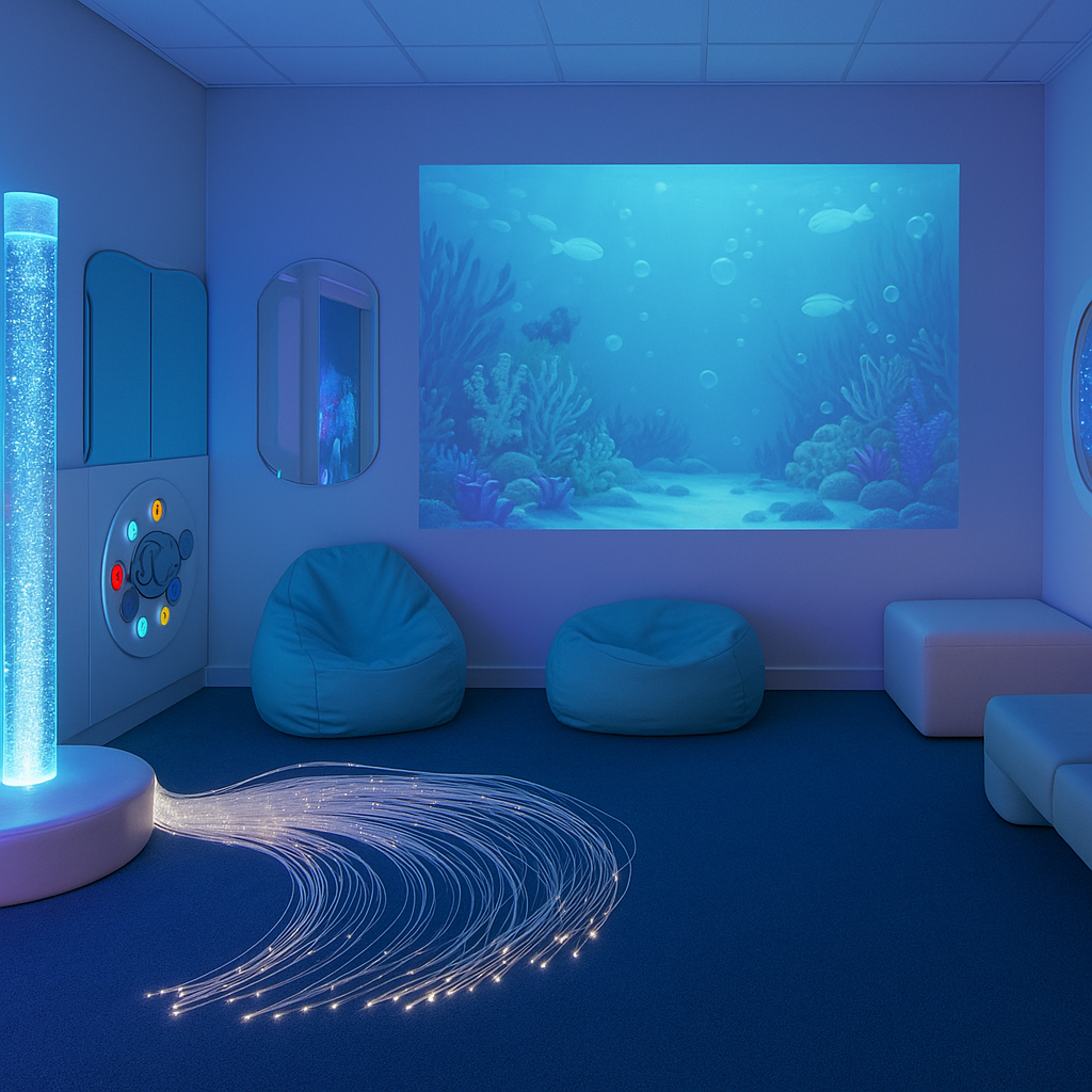 White multisensory room for clinical use